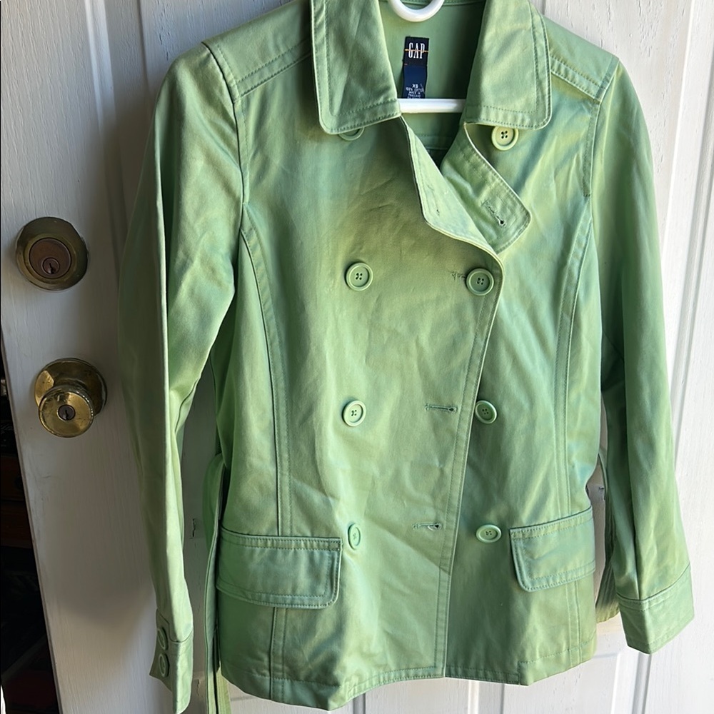 GAP Green Pea Coat Classic Collar Lightweight
